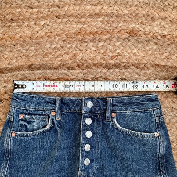 Free People Size 27 Distressed Denim Mini Skirt Western Festival Summer - Picture 4 of 6